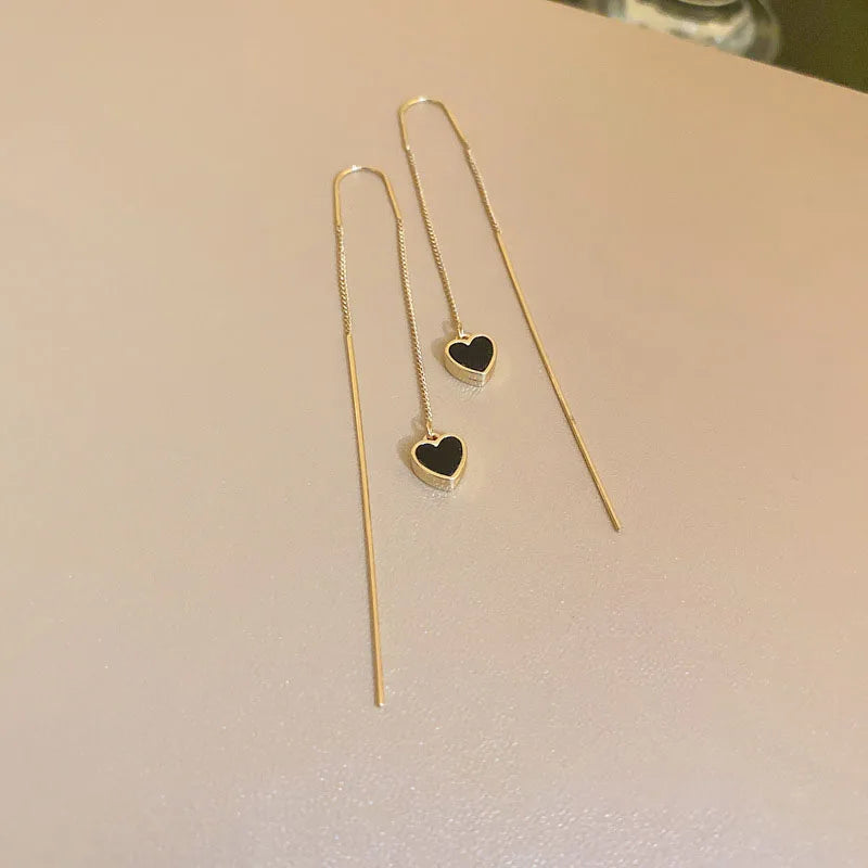 Heart Ear Line Long Hanging Earrings