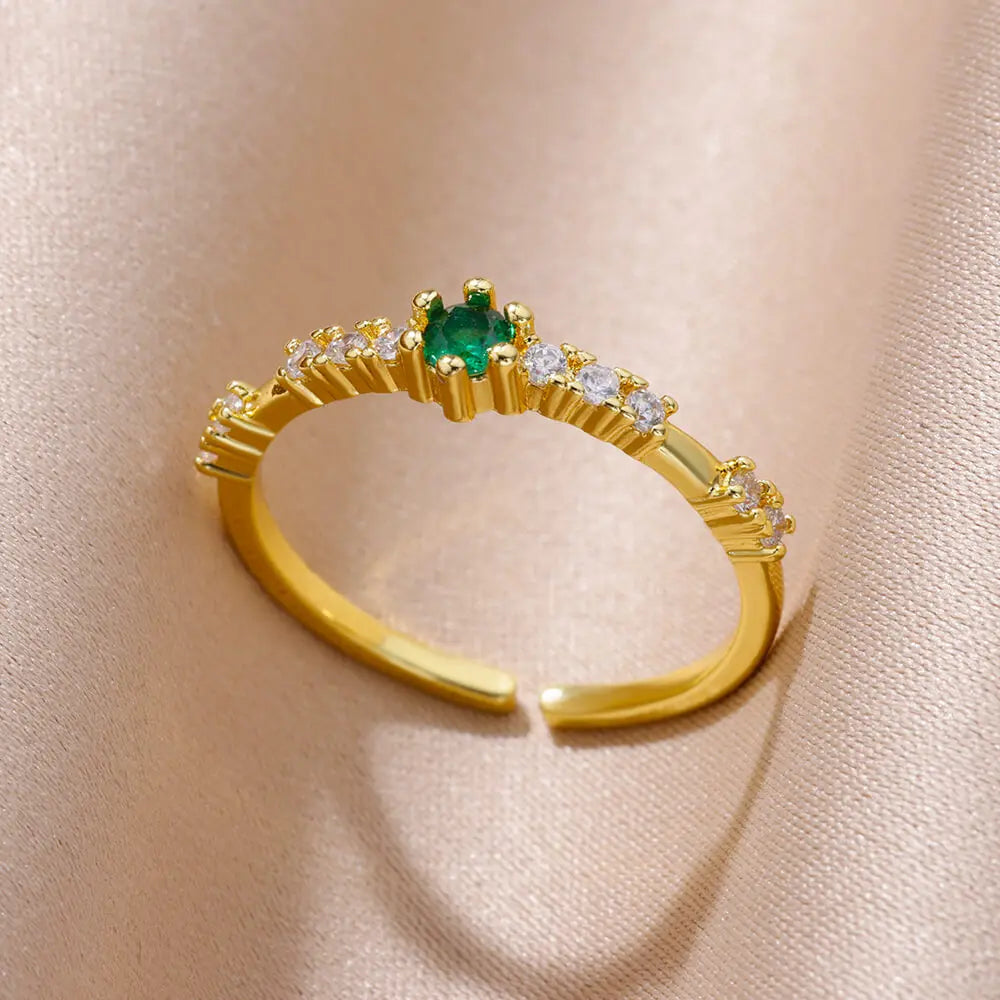Tiny Green Zircon Round Ring