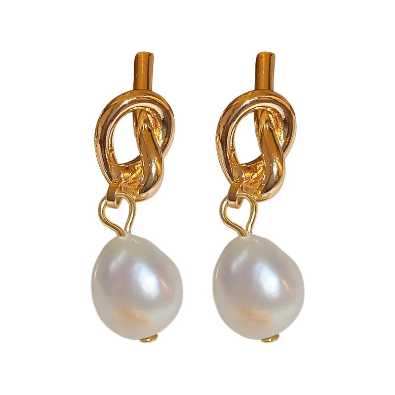 Bean Spliced Flat Pearl Earrings