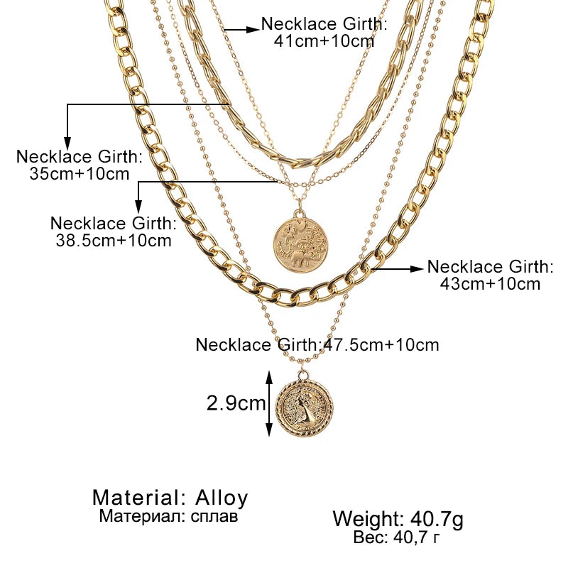 Punk Figure Circular Pendant Necklace Vintage Jewelry