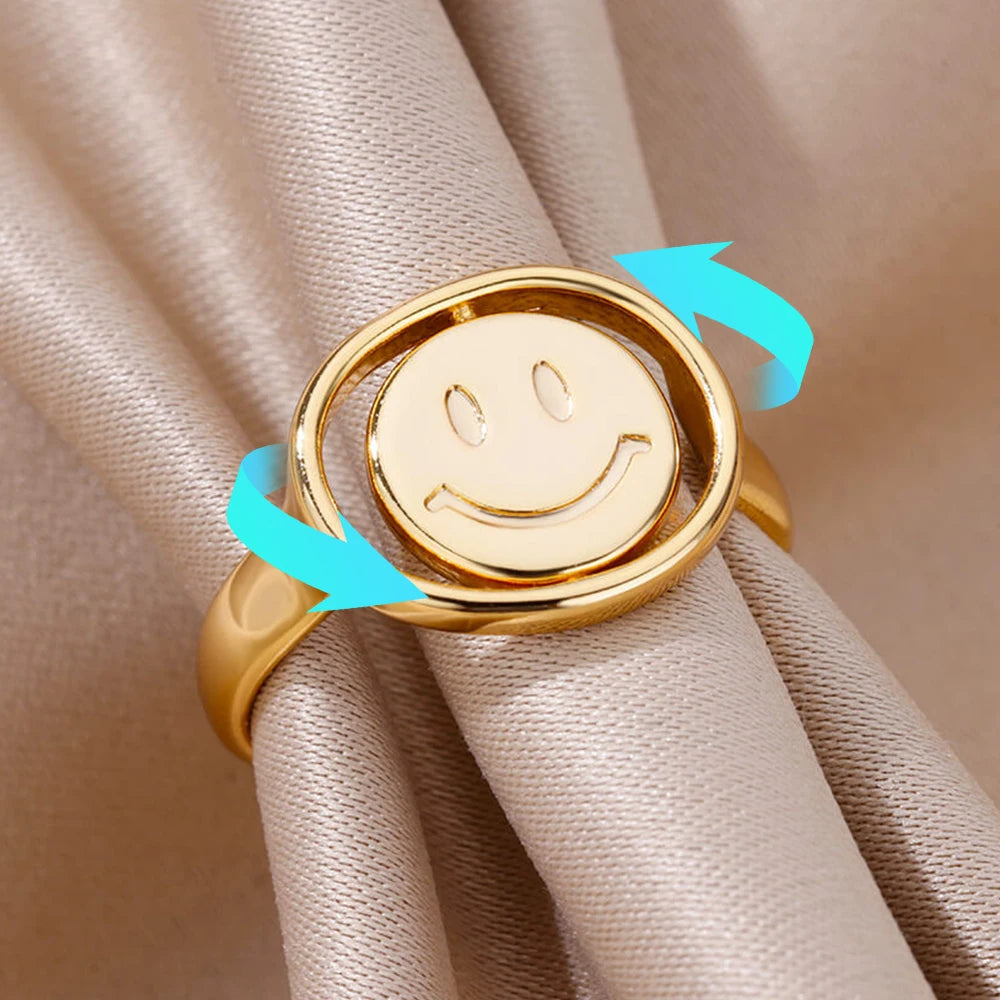 Smile Face Fidget Spinner Rings