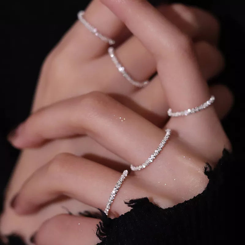 LATS Light Luxury Popular Silver Colour Sparkling Rings