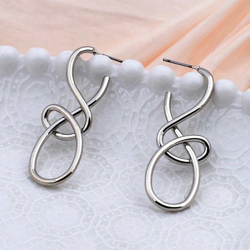Vintage Twist Metal Knit Knot Statement Earrings