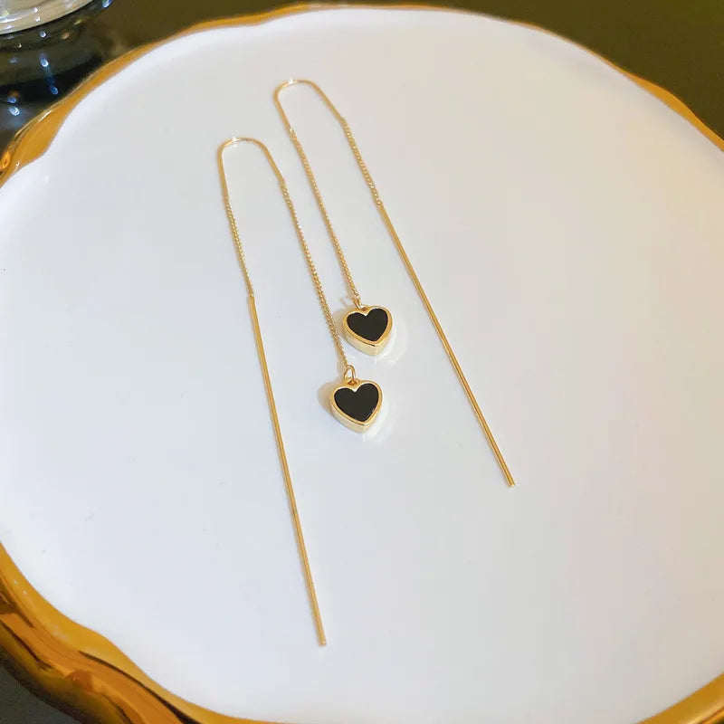 Heart Ear Line Long Hanging Earrings