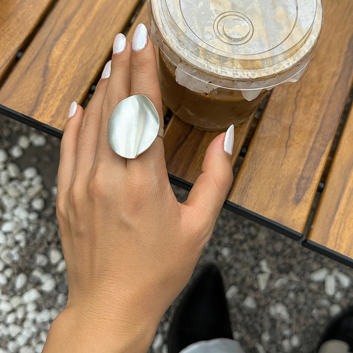 Ingemark 2Pcs Unique Irregular Geometric Open Rings Set