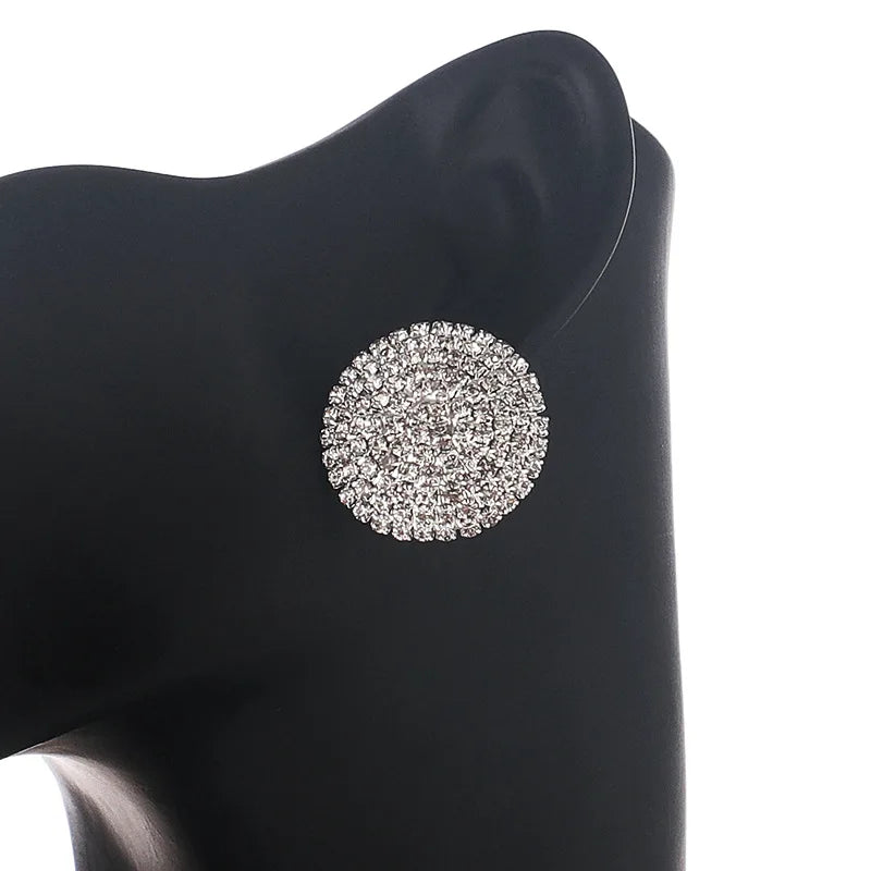 TREAZY Bling Full Rhinestone Big Round Stud Earrings