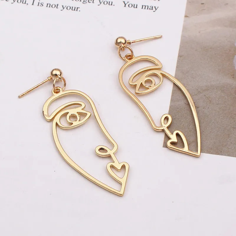Hollow Out Face Drop Earrings