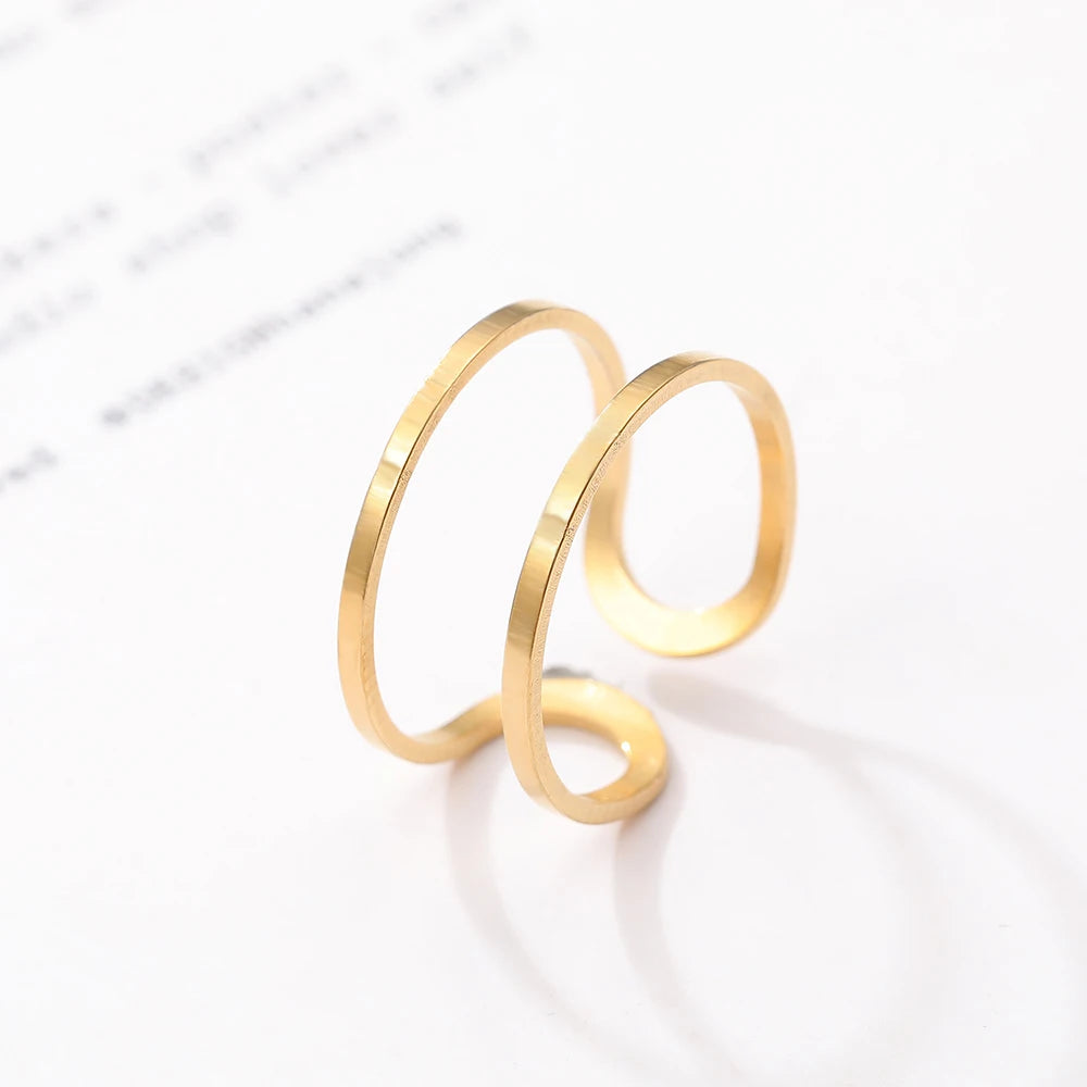 Hollow Double Line Rings