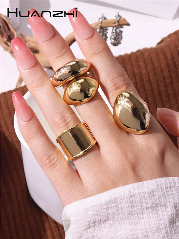 HUANZHI Simple Irregular Heart  Rings