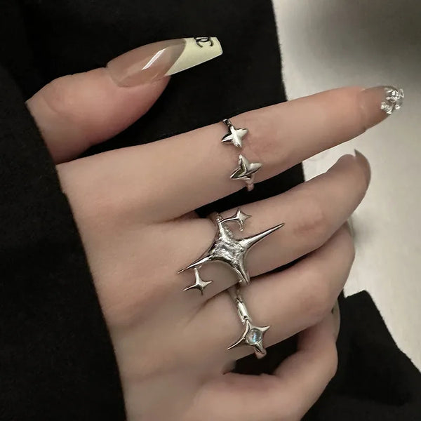 Vintage Irregular Cross Star Couple Ring