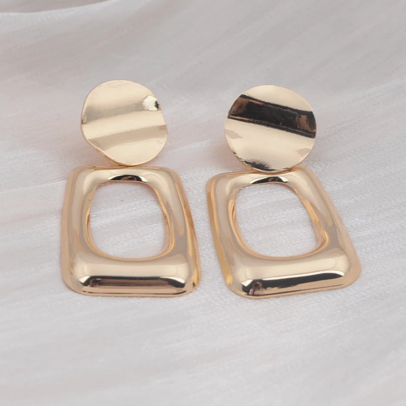 Hollow Out Square Oval Drop Earrings