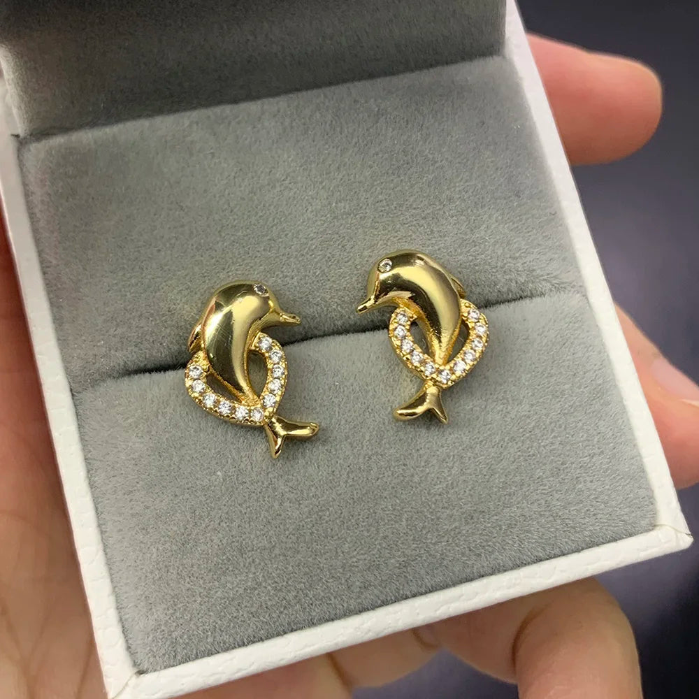 Cute Dolphin Stud Earrings