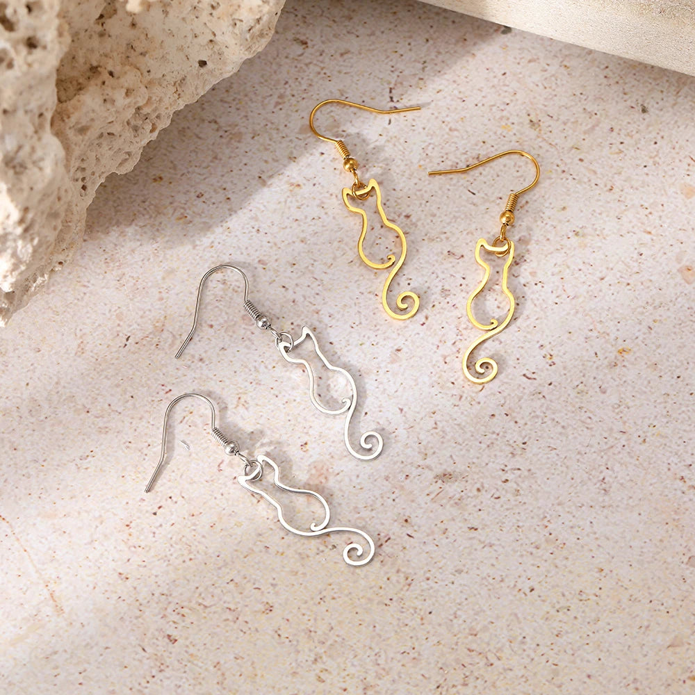 Cat Hollow Silhouette Earrings