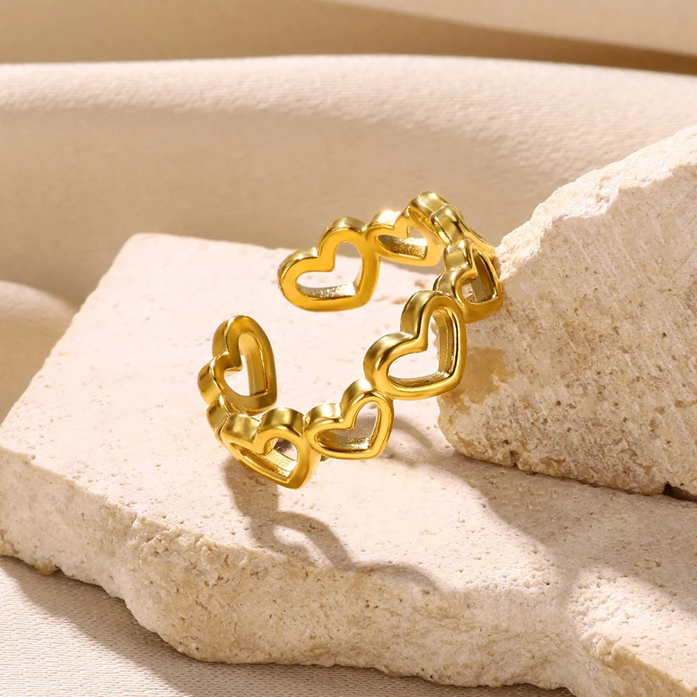 Punk Embossed Hollow Ring