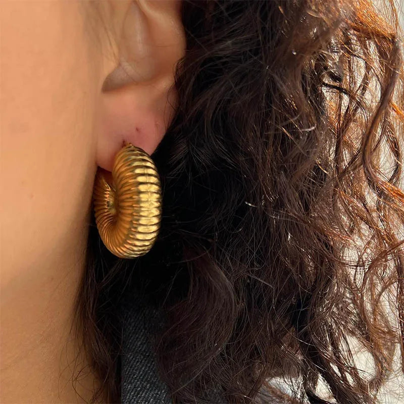 Round Chunky Hoop Earrings