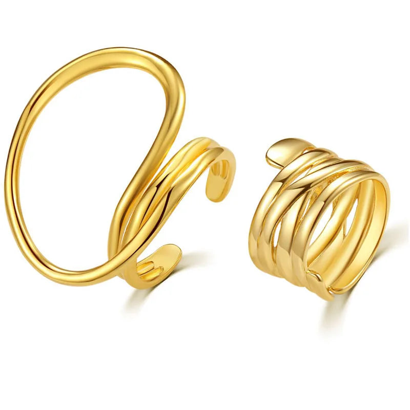 Exaggerated Distorted Lines Ring