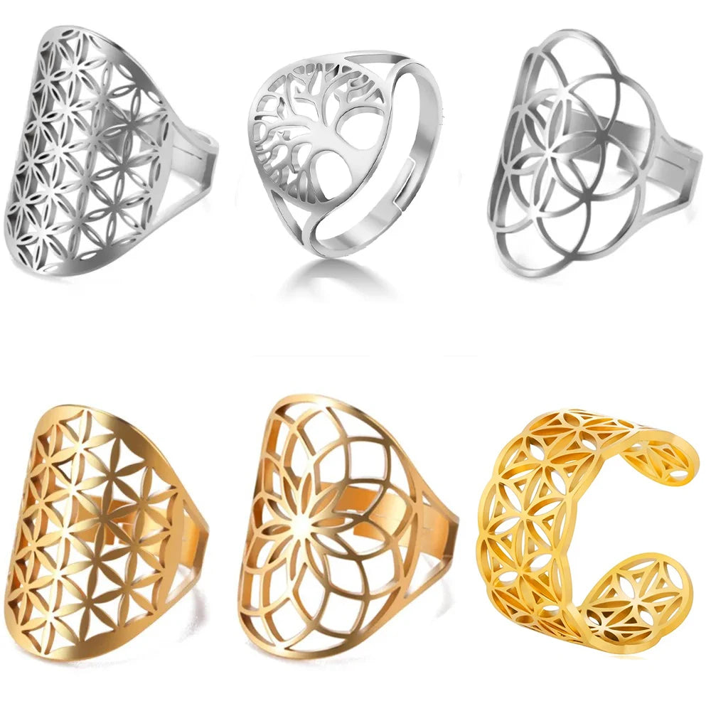 COOLTIME Viking Couple Ring Tree Flower