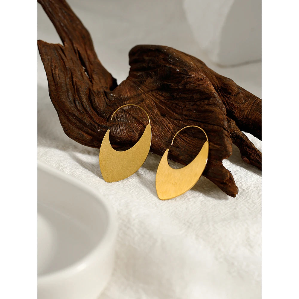 Hoop Earrings for Women Metal Brushed Texture Trendy Irregular Earring Jewelry Gift