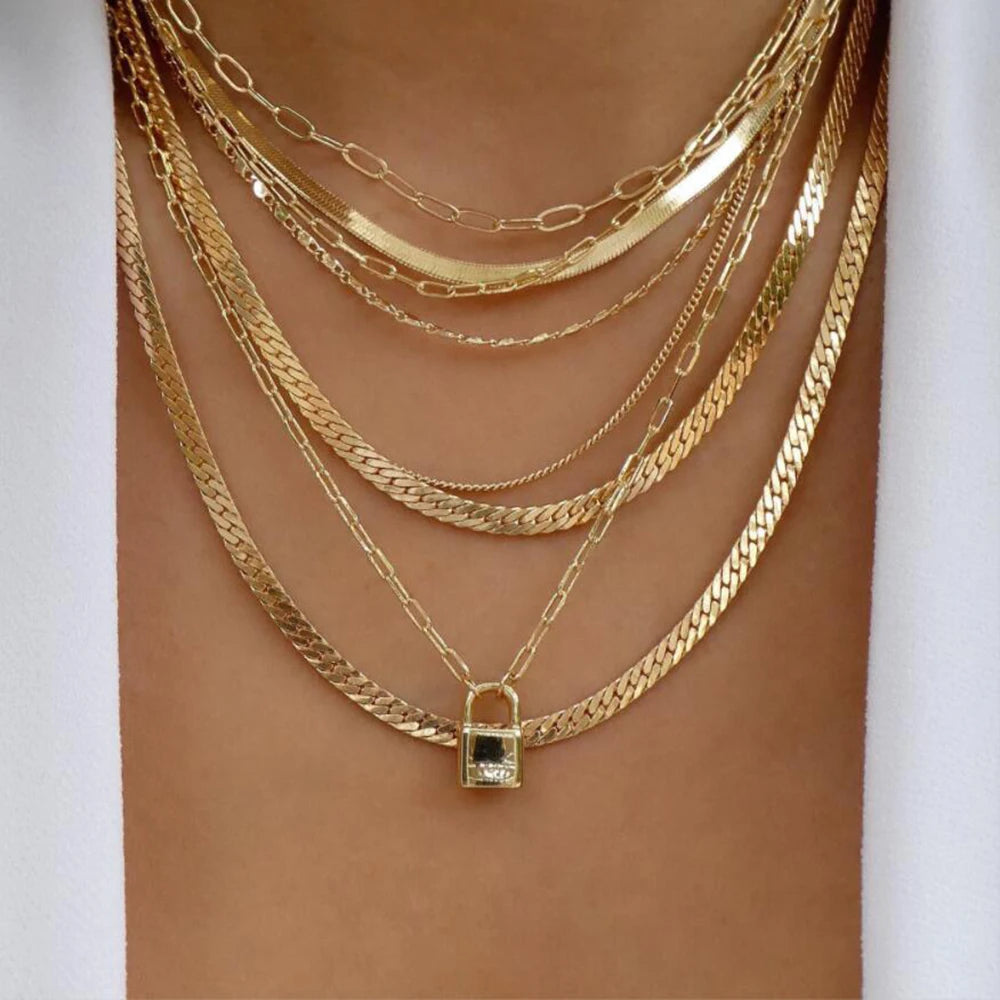 Multi-Layer Crystal Pendant Necklaces Set
