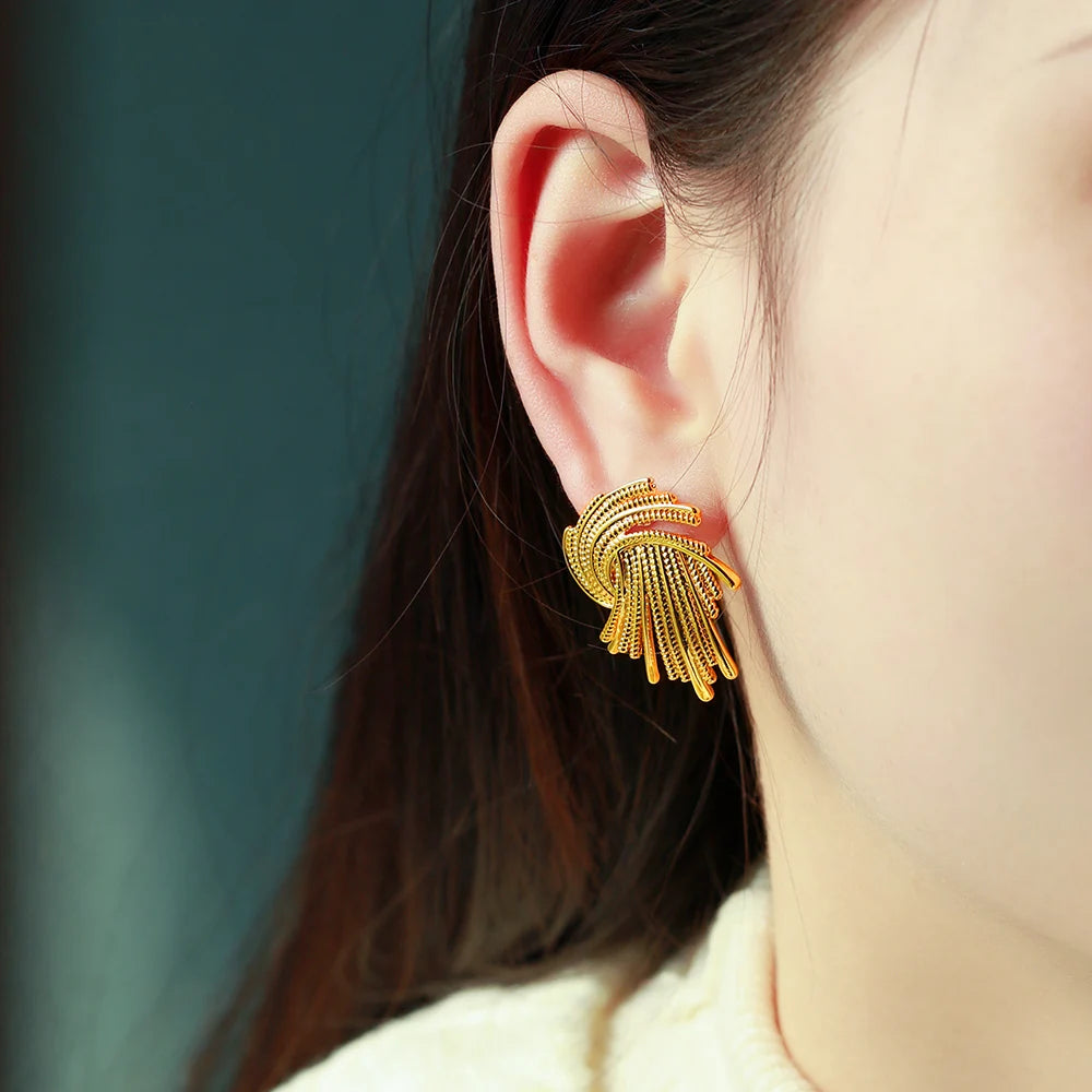 Fan-shaped Stud Earrings