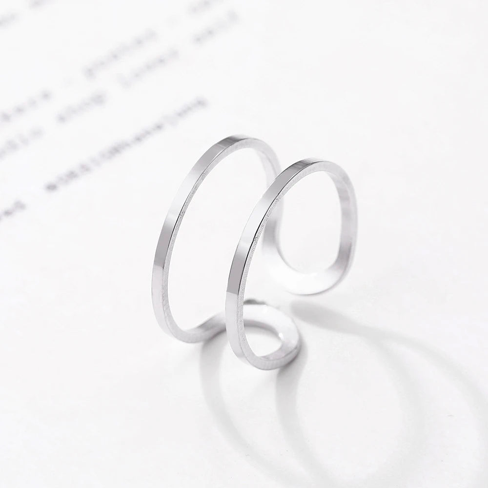 Hollow Double Line Rings