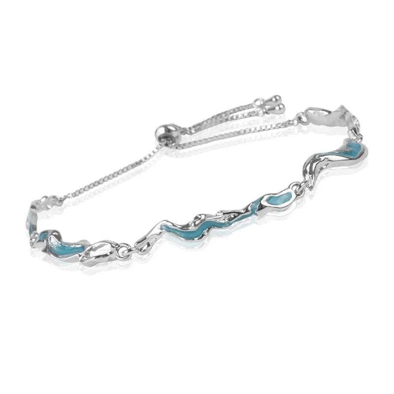 Blue Bamboo Joint Chain Charm Bracelets