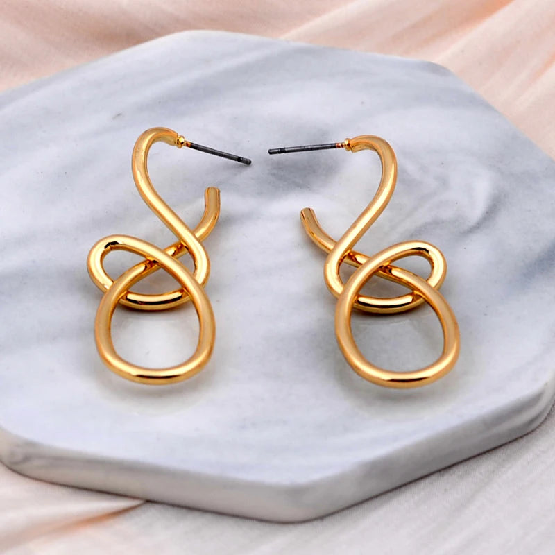 Vintage Twist Metal Knit Knot Statement Earrings