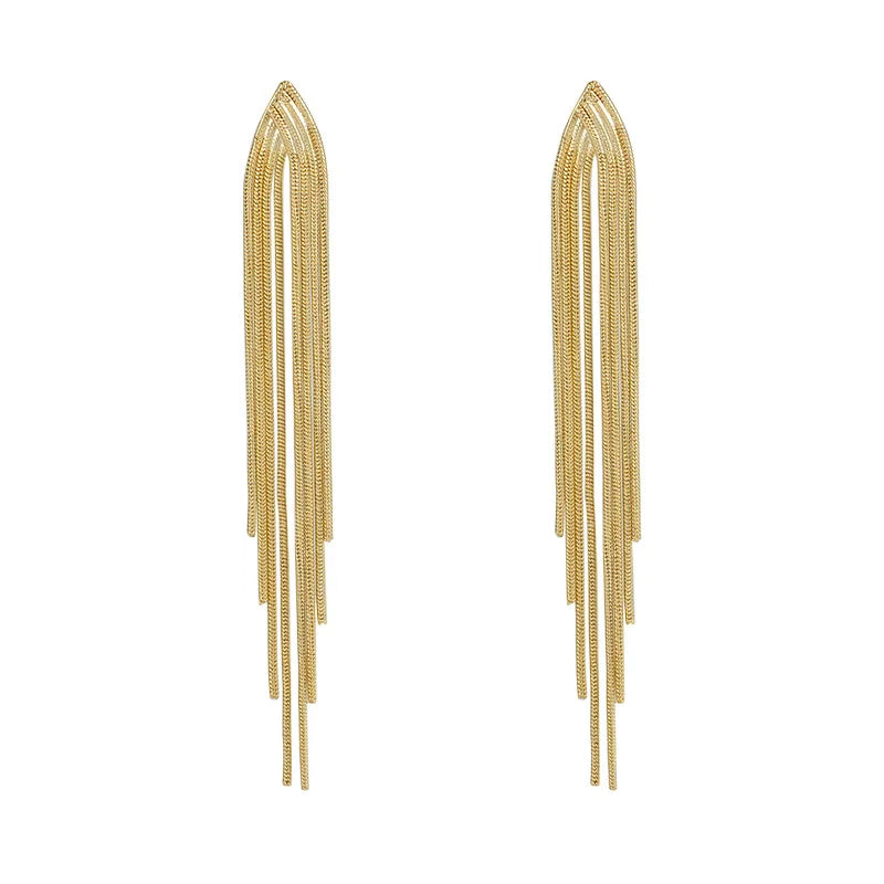 Bar Long Thread Tassel Drop Earrings