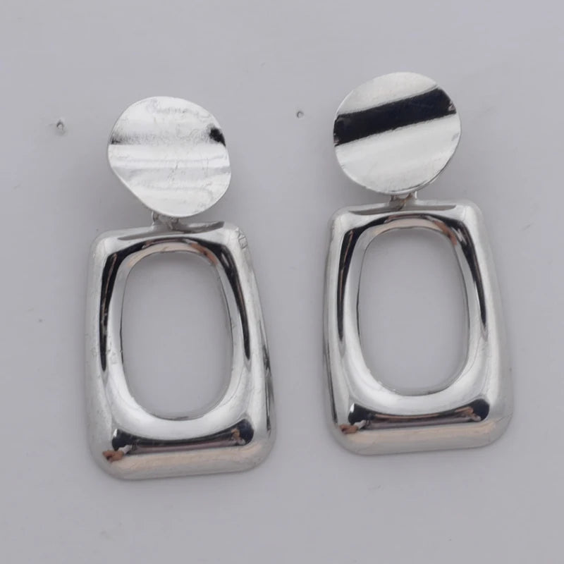 Hollow Out Square Oval Drop Earrings
