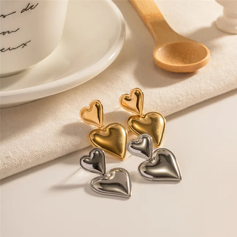 Double Heart Shaped Earrings