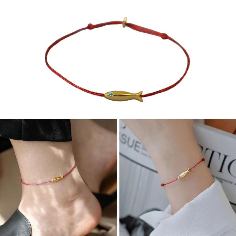 Red string Fish bracelet