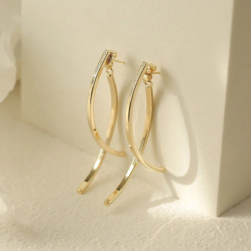 Arc Long Drop Earrings