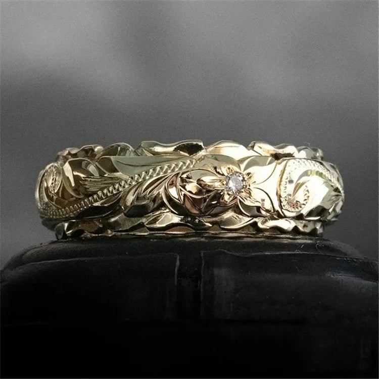 Carved Rose Flower Ring