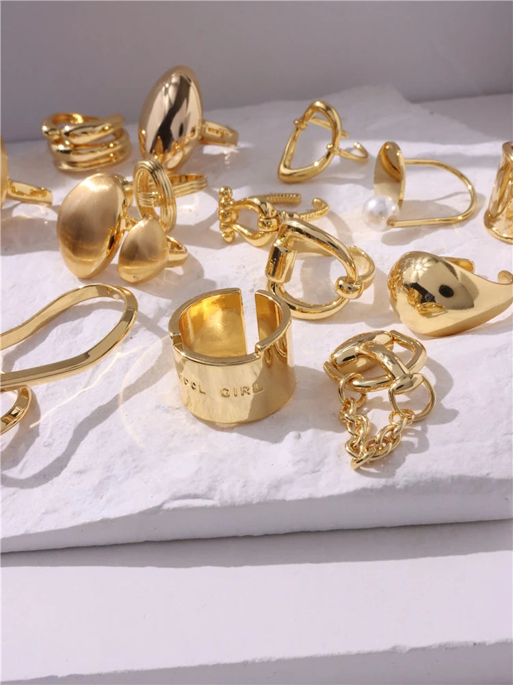 HUANZHI Simple Irregular Heart  Rings