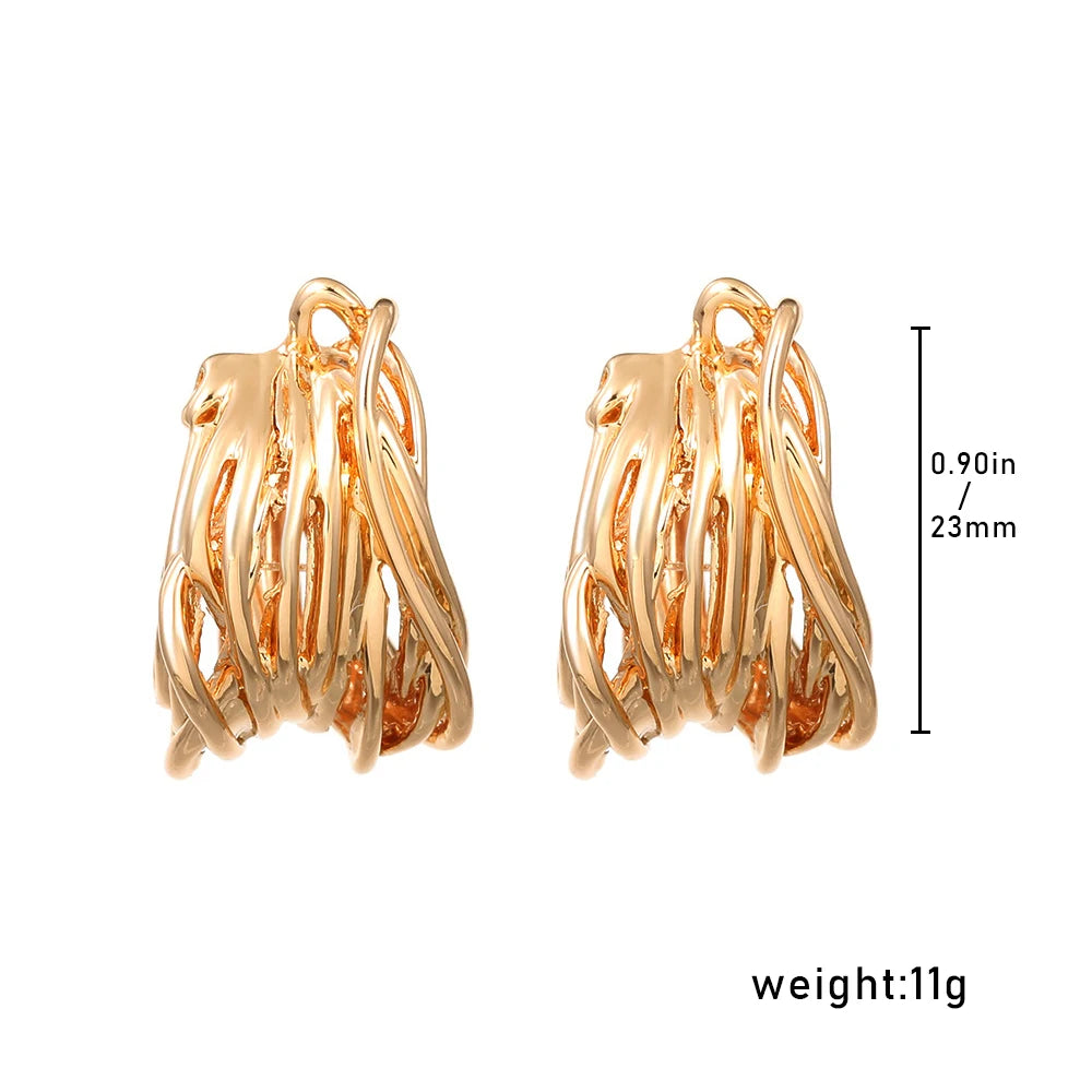 Multi-layer Twist Irregular C Shape Hoop Earrings