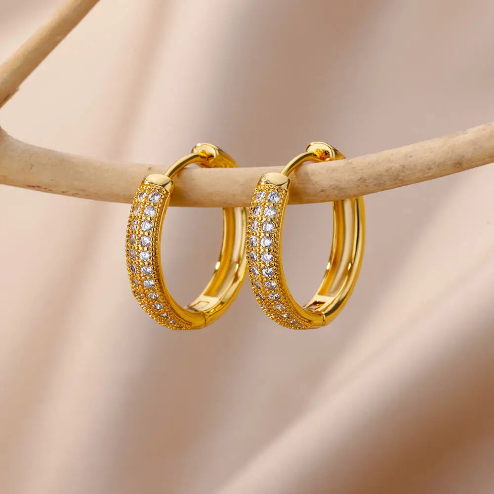 Zircon Round Hoop Earrings