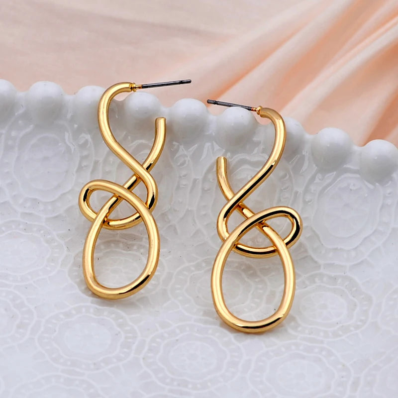 Vintage Twist Metal Knit Knot Statement Earrings