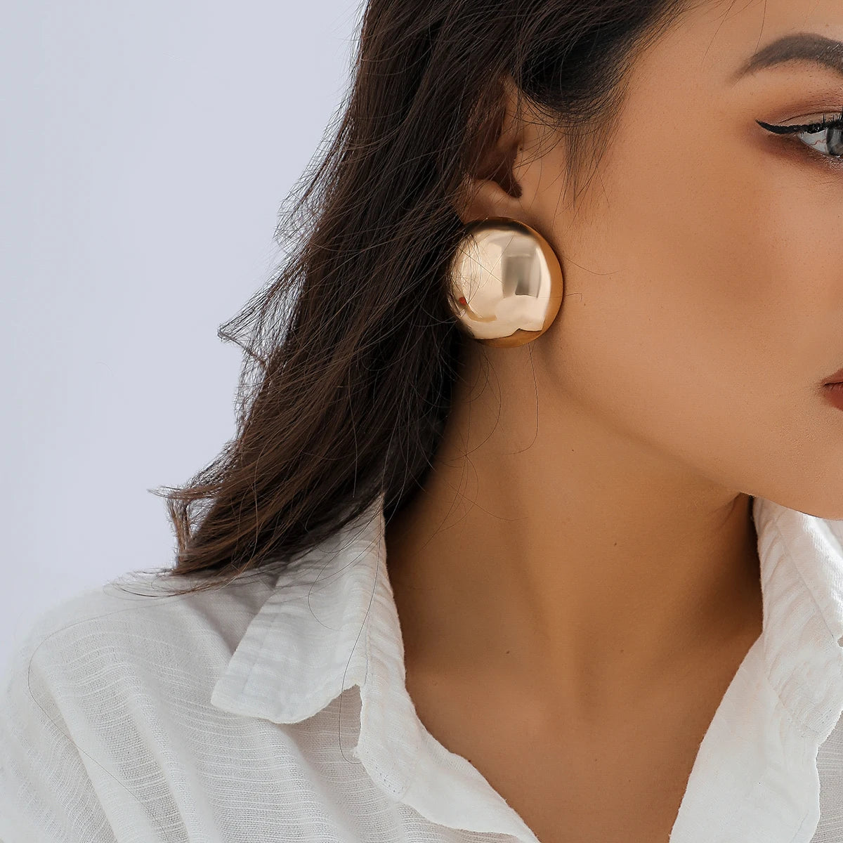 Big Ball Metal Stud Earrings