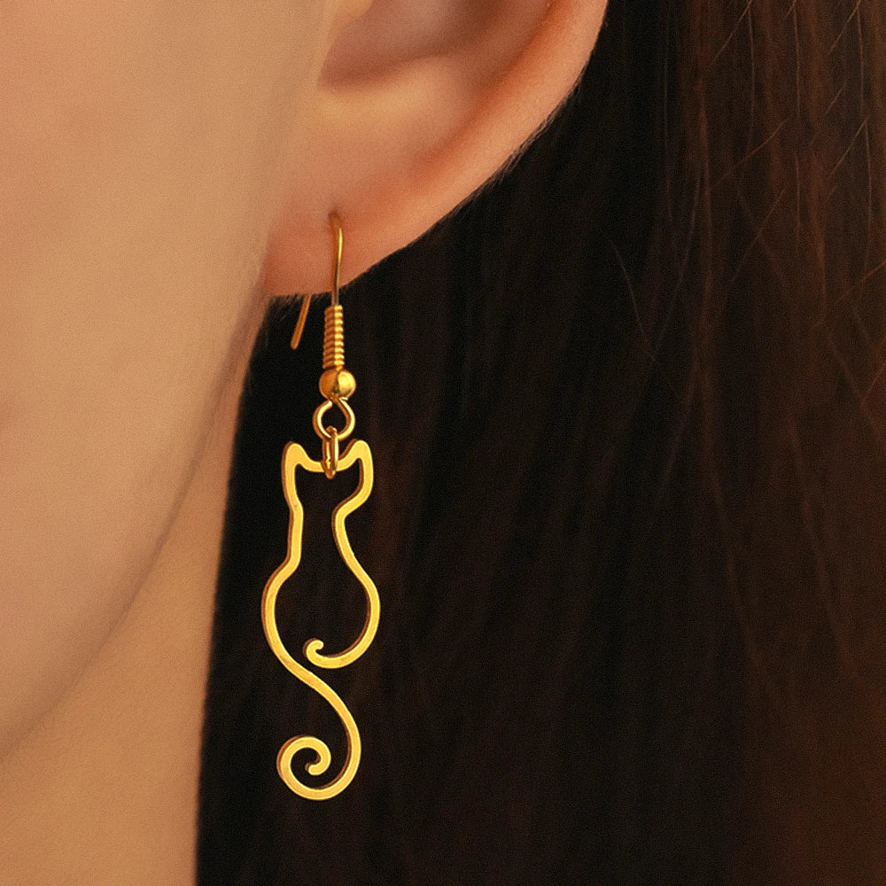 Cat Hollow Silhouette Earrings