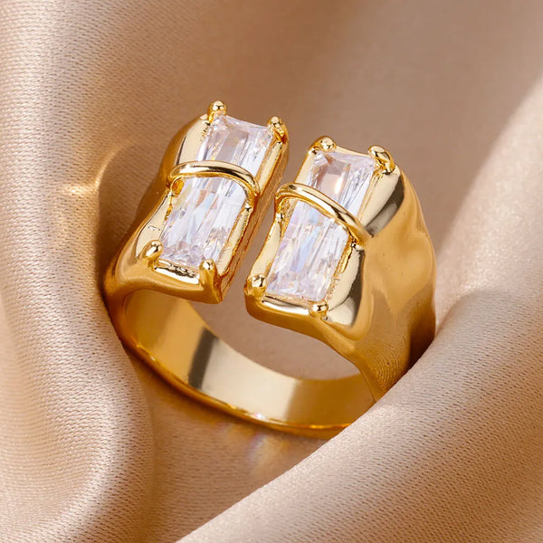 Irregular Square Zircon Rings