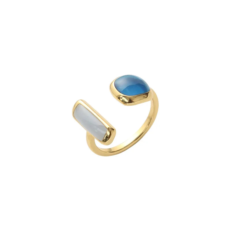 Retro Square Blue Oil Dripping Ring