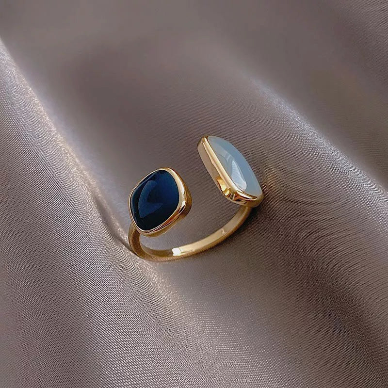 Retro Square Blue Oil Dripping Ring