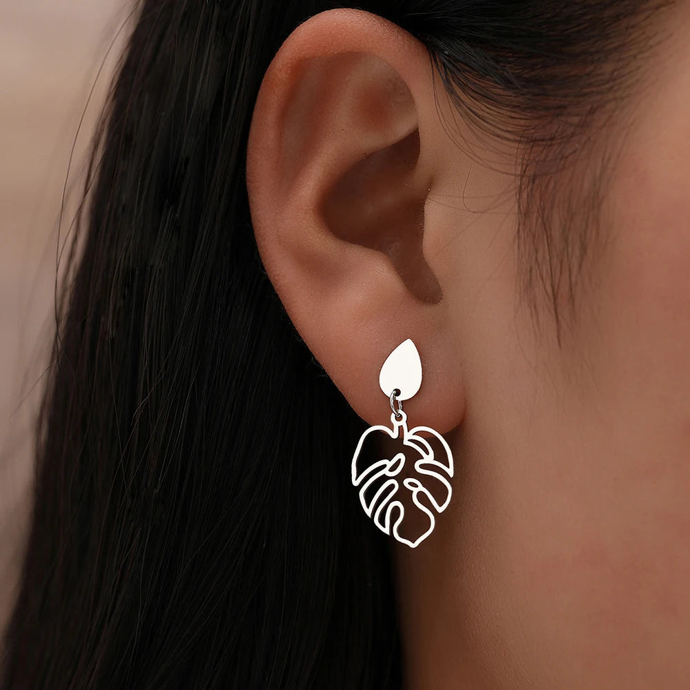Water Drop Plant Leaves Earrings