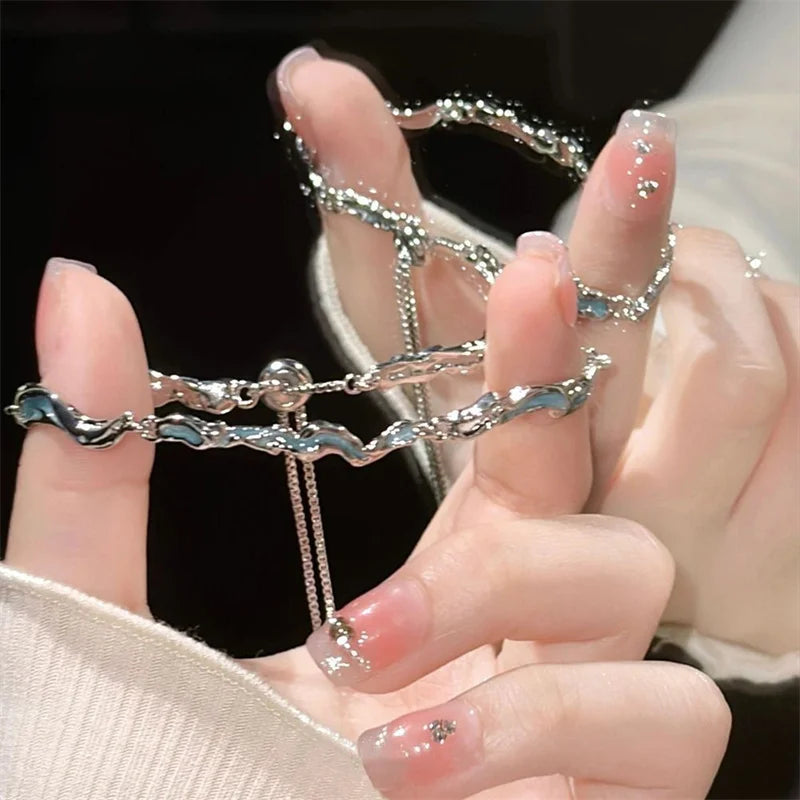 Blue Bamboo Joint Chain Charm Bracelets