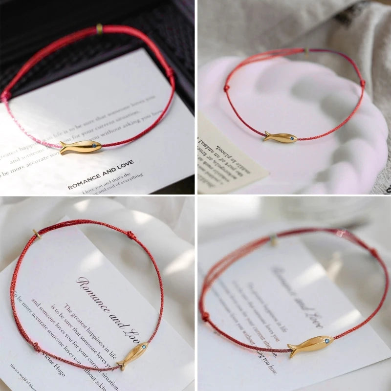 Red string Fish bracelet