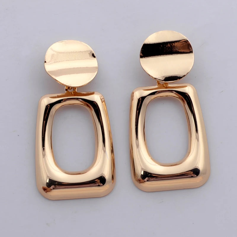 Hollow Out Square Oval Drop Earrings