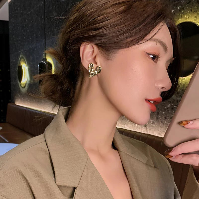 Convex  Heart Earrings