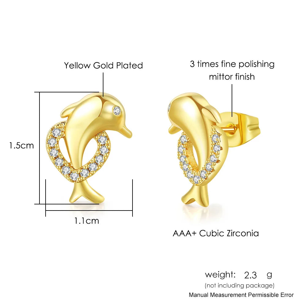 Cute Dolphin Stud Earrings