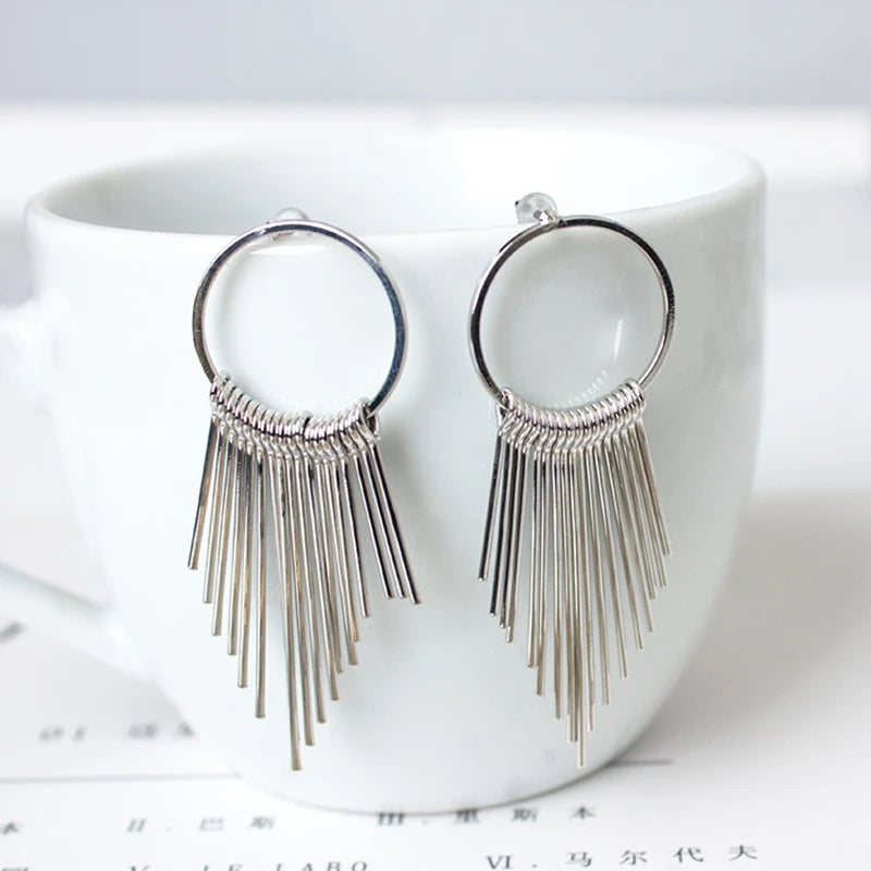 Round Twisted Hanging Earrings