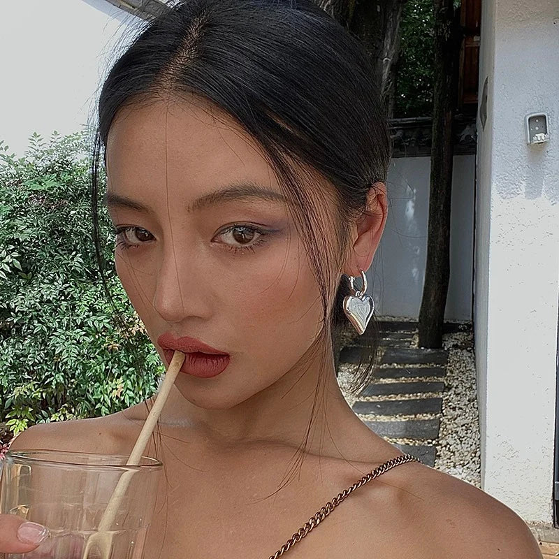 Heart Huggie Hoop Earrings